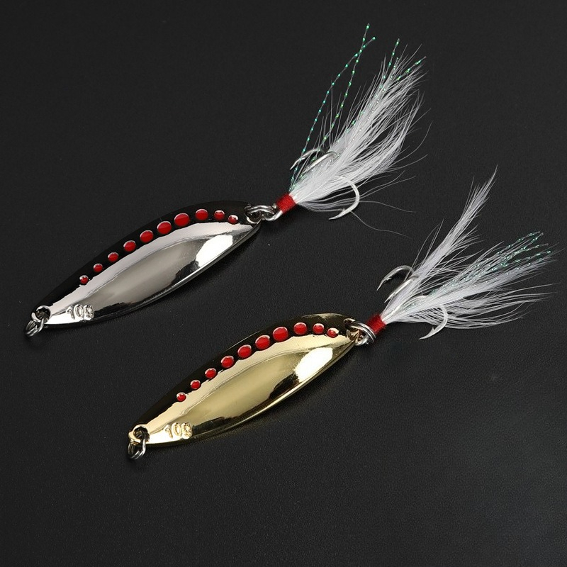 Fishing Lure Spinner - 1pcs 5g-20gMetal 스피너 스푼 깃털 후크