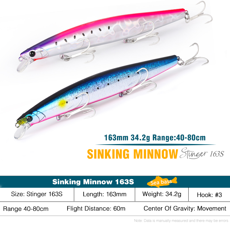 Fishing Lure Buzzbait - 츠리노야 163S 초장거리 캐스팅용 싱킹 미노우,