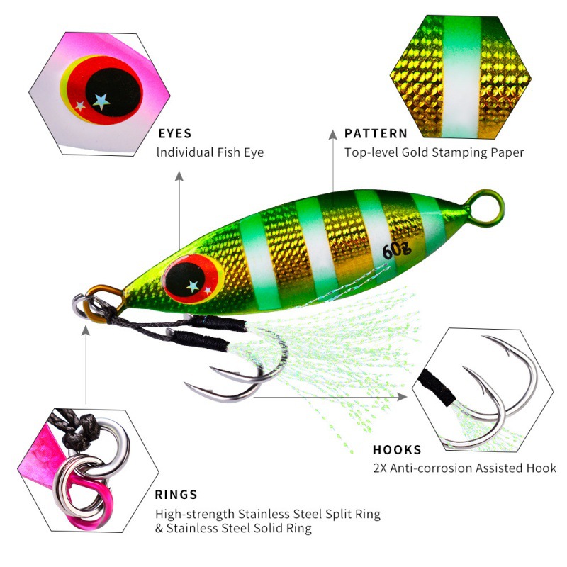 금속 느린 지그 루어 하드 인공 생체 공학 미끼 30g - Fishing Lure Spoon 리뷰 및 가격